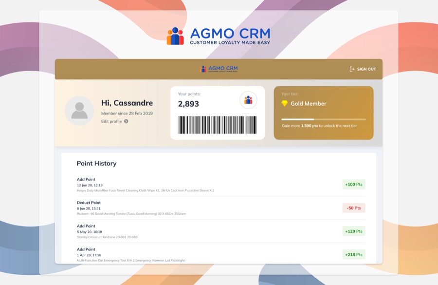 Agmo Loyalty CRM dashboard screenshot