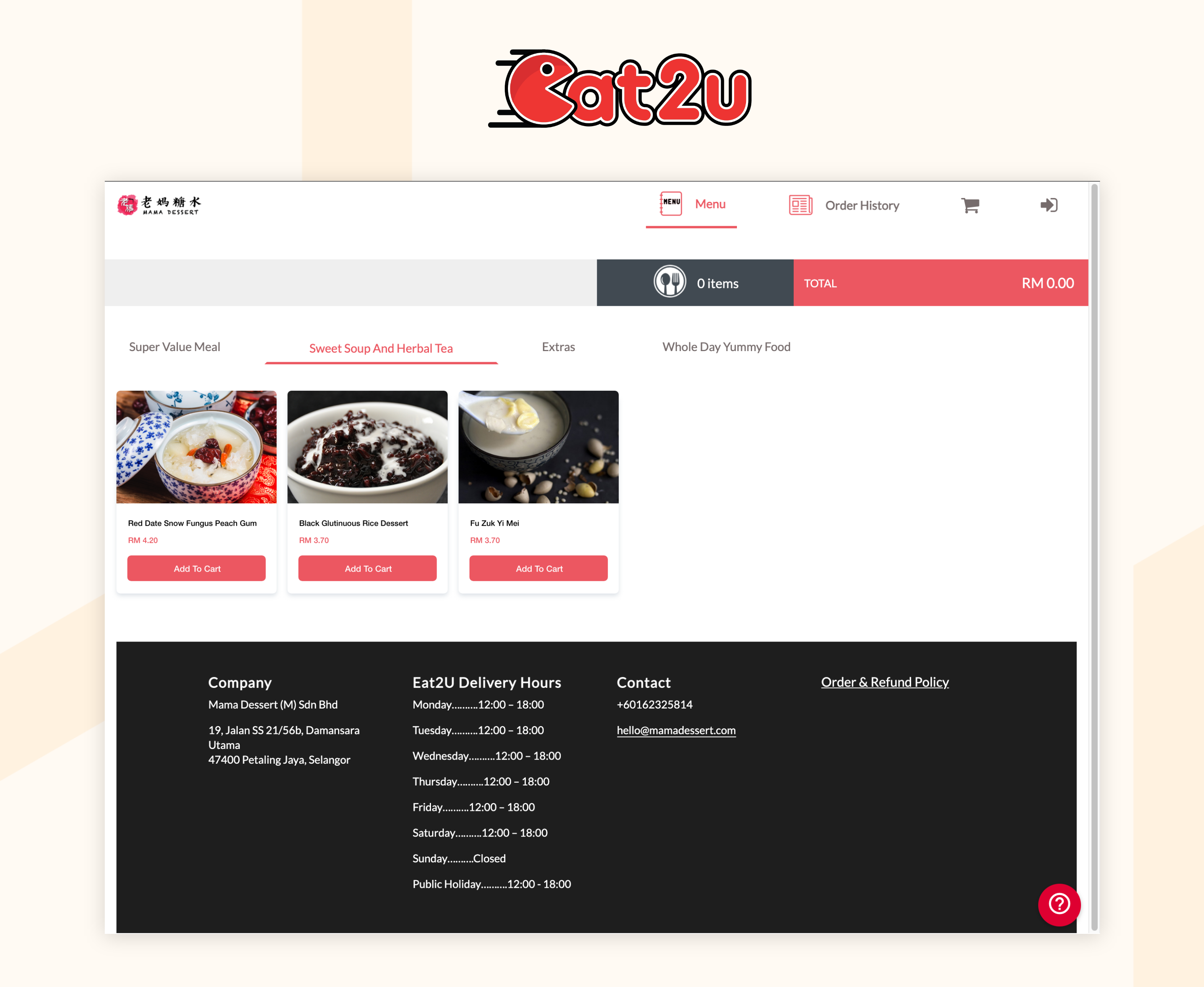 Eat2U restaurant dashboard