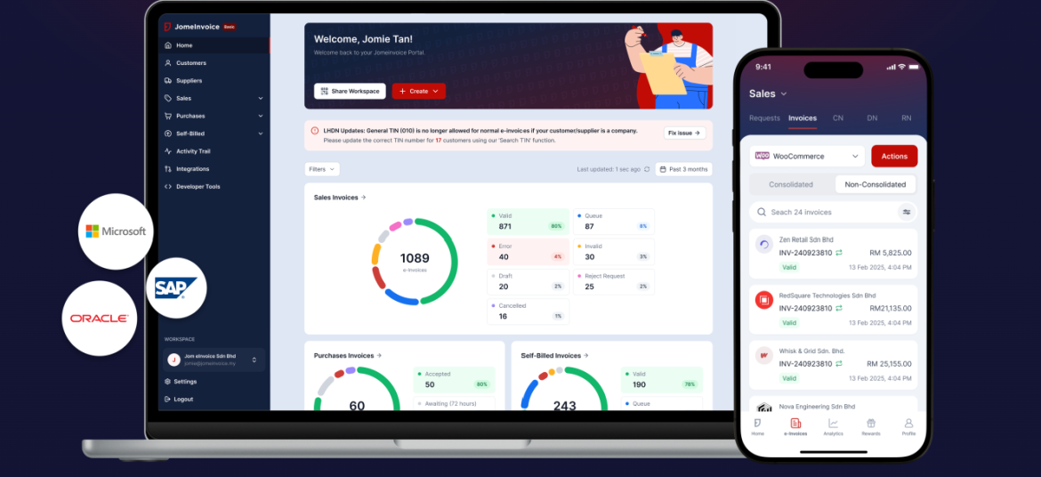 JomeInvoice invoicing dashboard