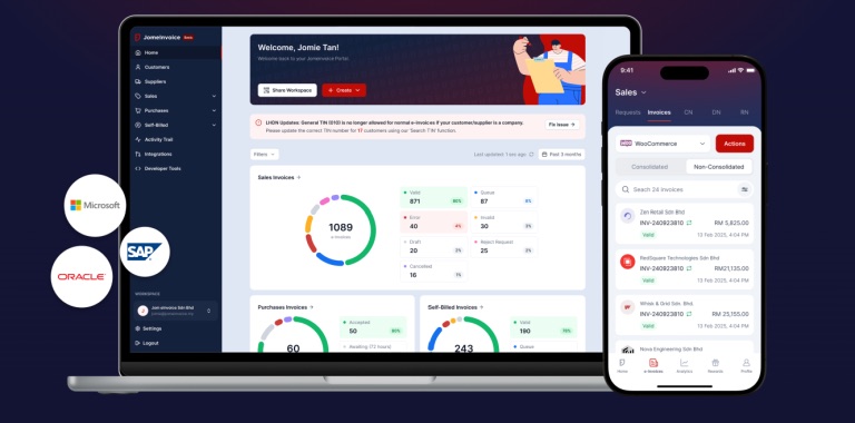 JomeInvoice e-invoicing platform screenshot